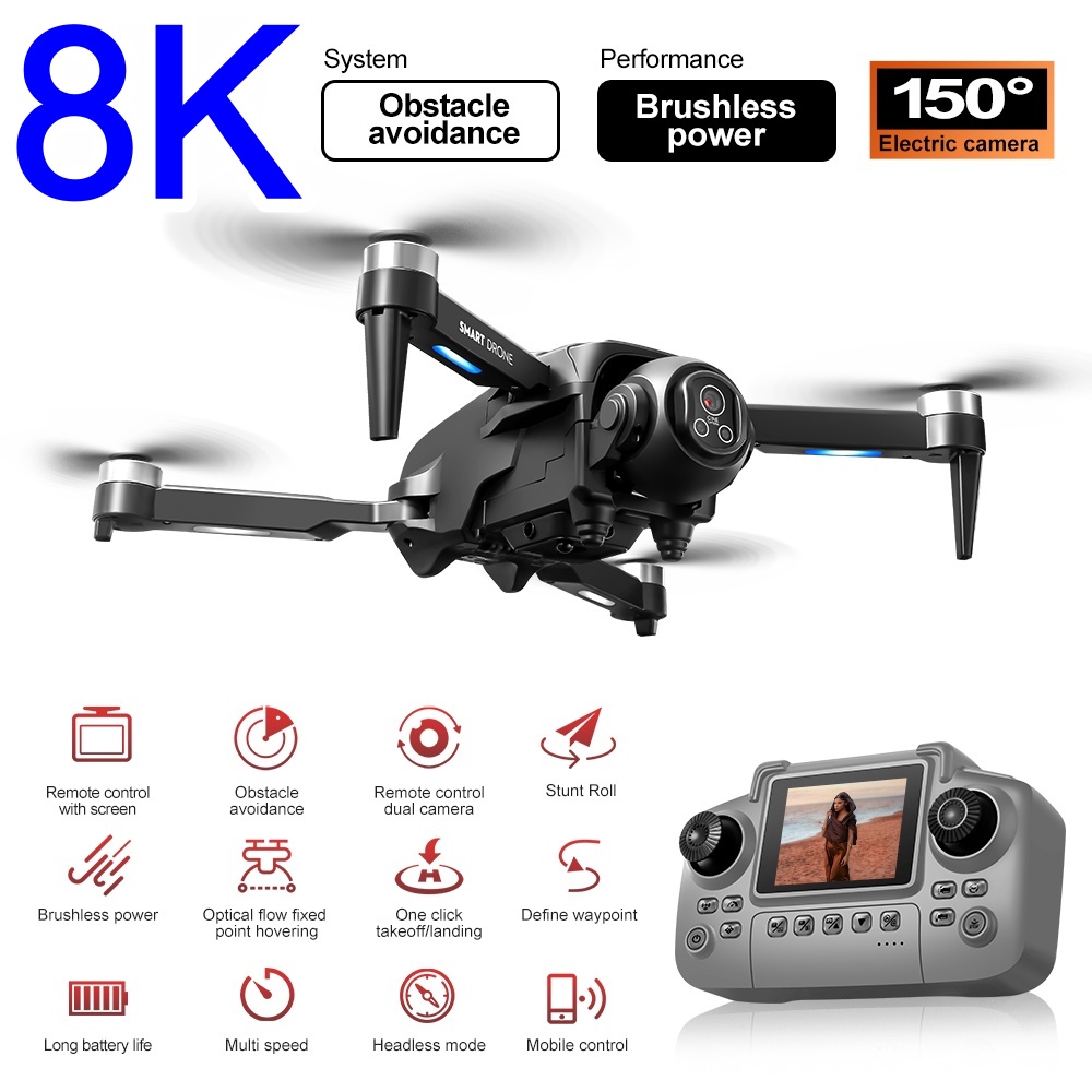 Rc Helicopter Large - โดรนไร้แปรงถ่าน 8K พร้อมกล้อง HD 150 °